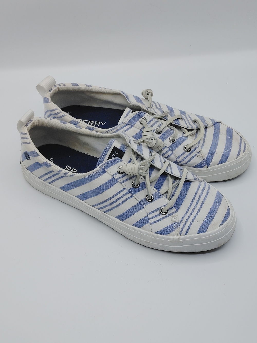 Sperry Women's Striped Canvas Slip-On Sneakers in Blue & White